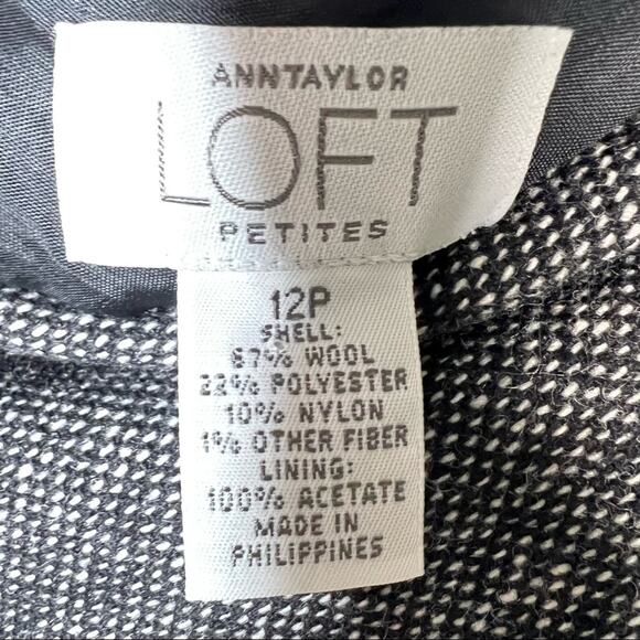 Loft charcoal gray A line wool bl business casual skirt size 12 petite 12P B177 - Picture 3 of 4